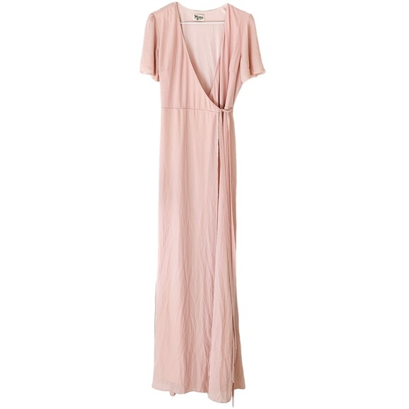 Show Me Your Mumu Noelle Flutter Wrap Pink Mauve Maxi Dress size small - Picture 9 of 16